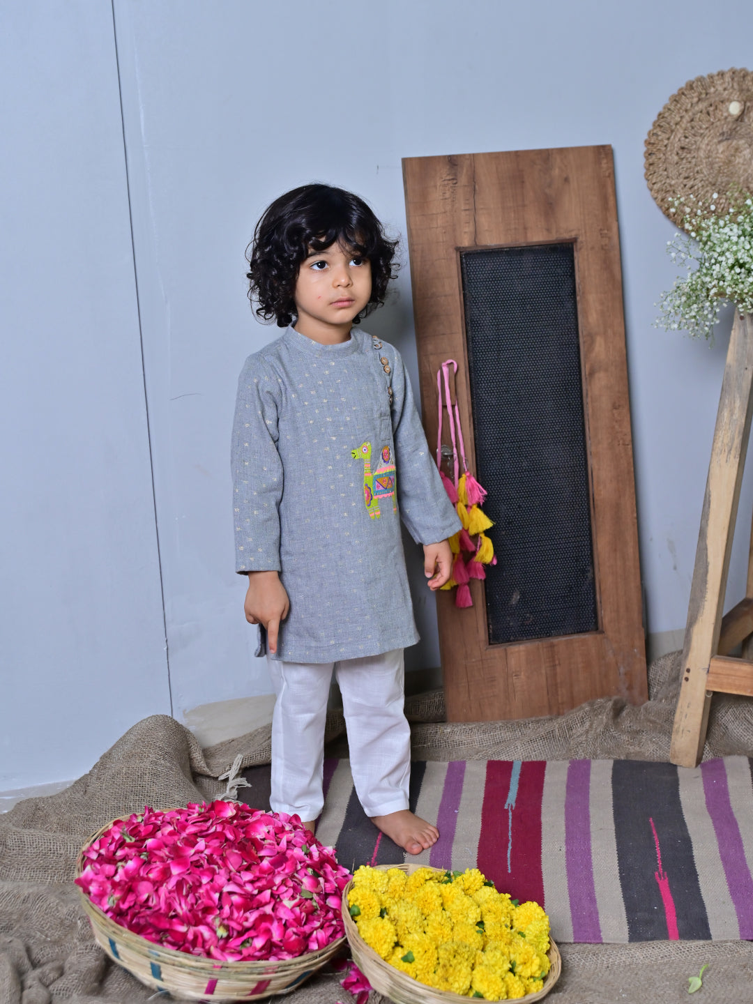 Grey Camel Kurta Set