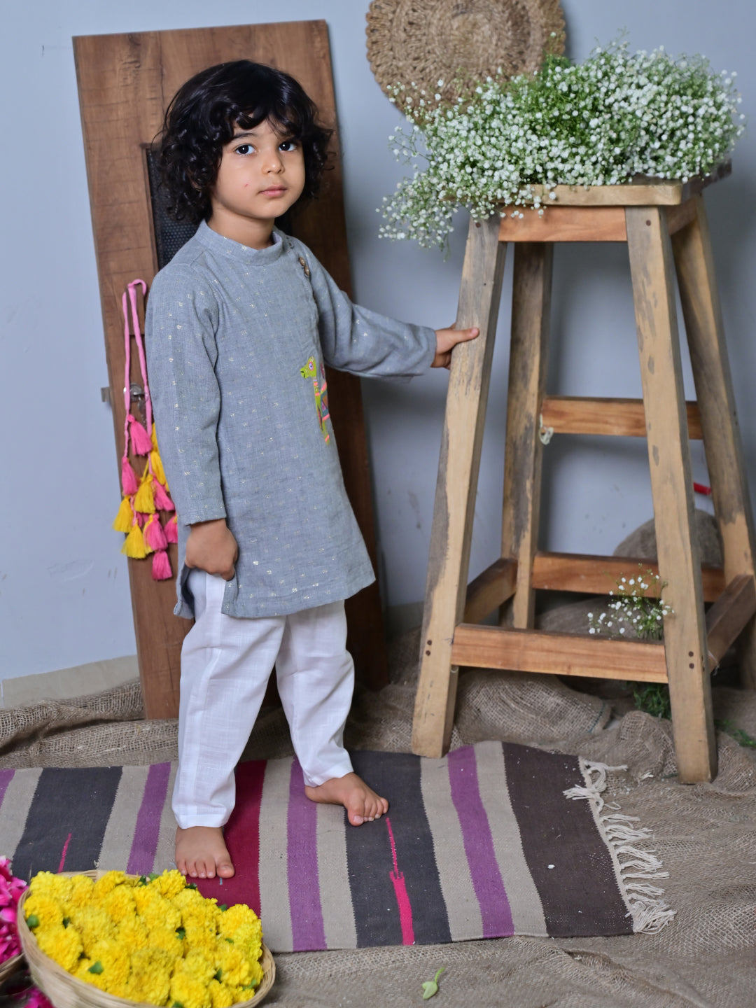 Grey Camel Kurta Set