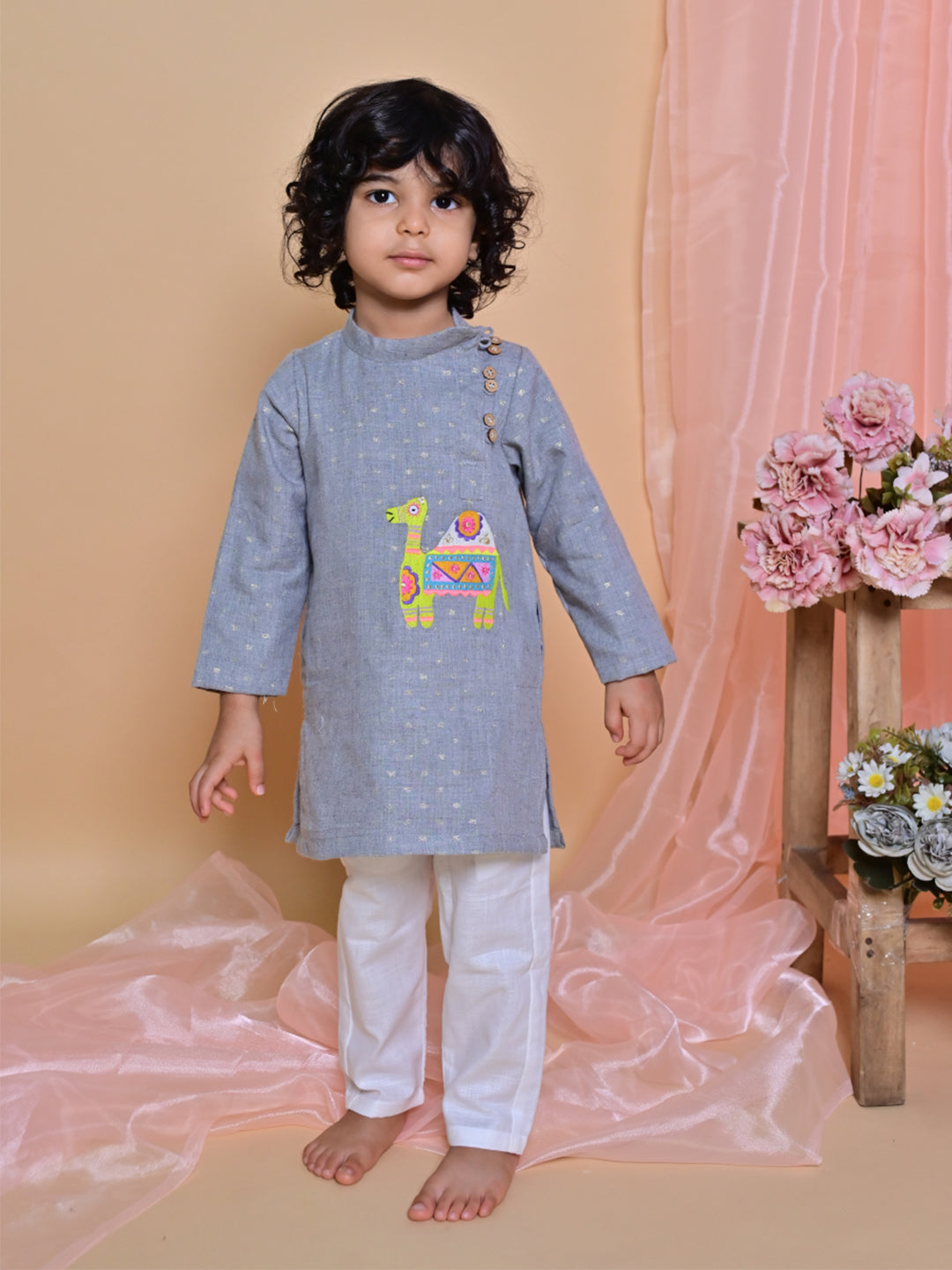 Grey Camel Kurta Set