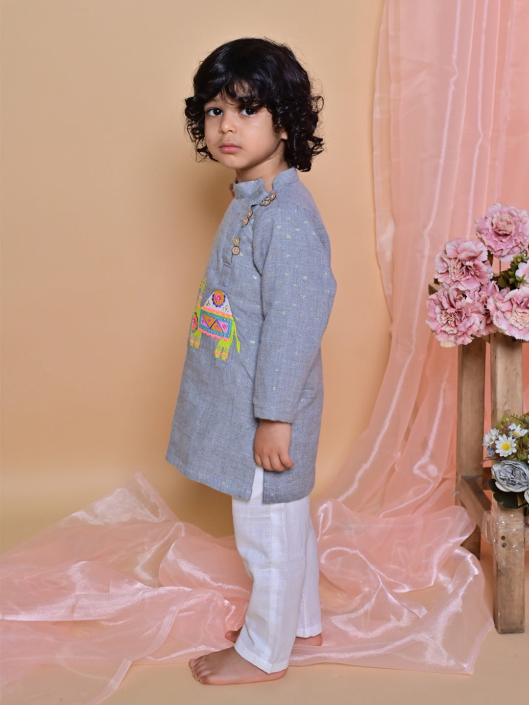 Grey Camel Kurta Set