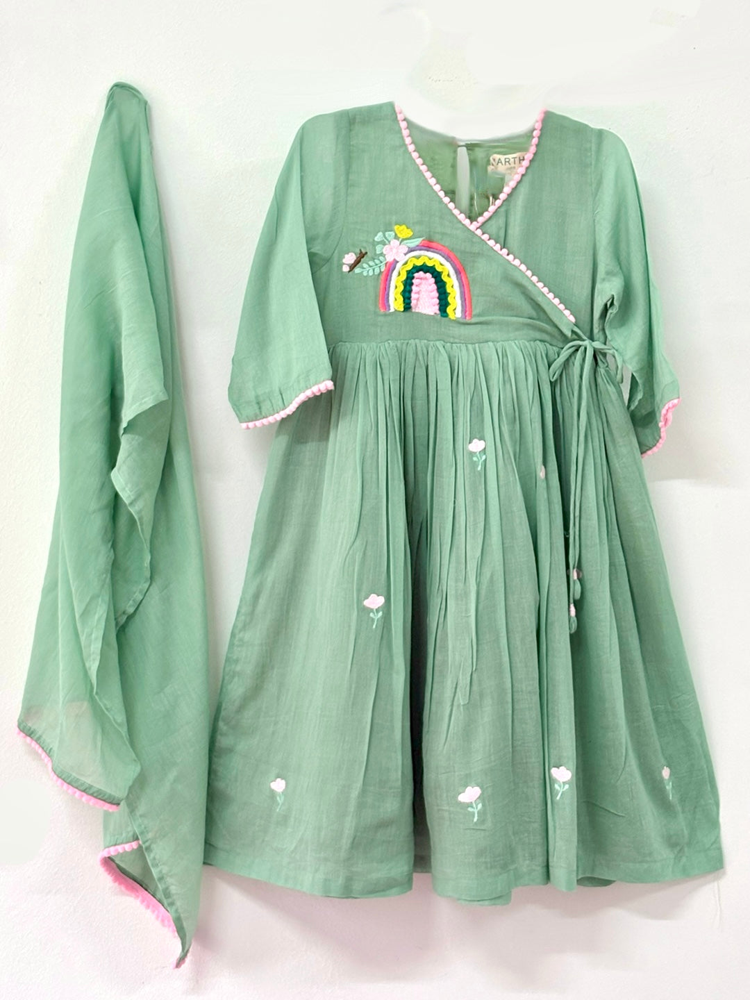 Green Angrakha Tunic Set