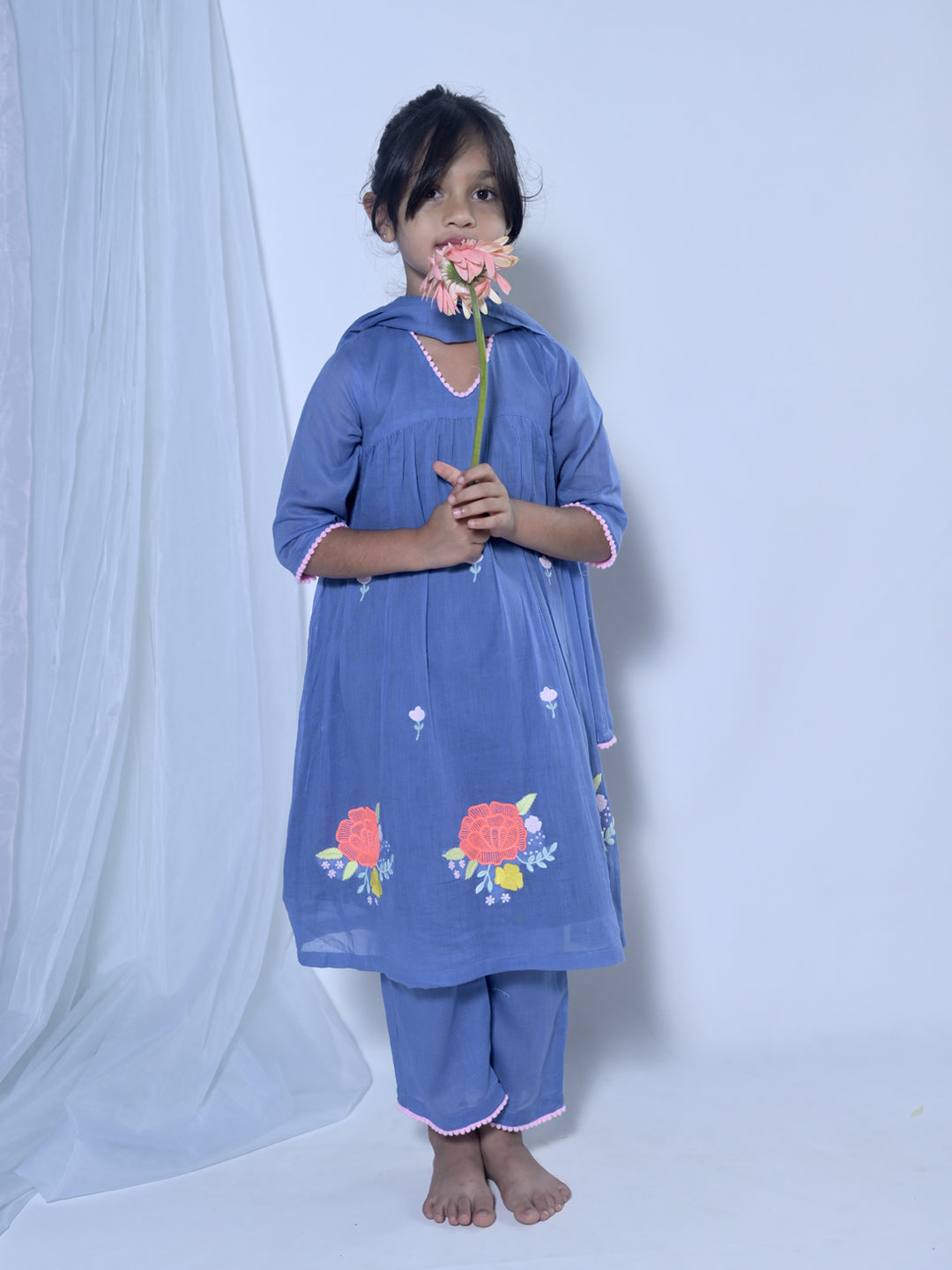 Blue Flora Tunic Set