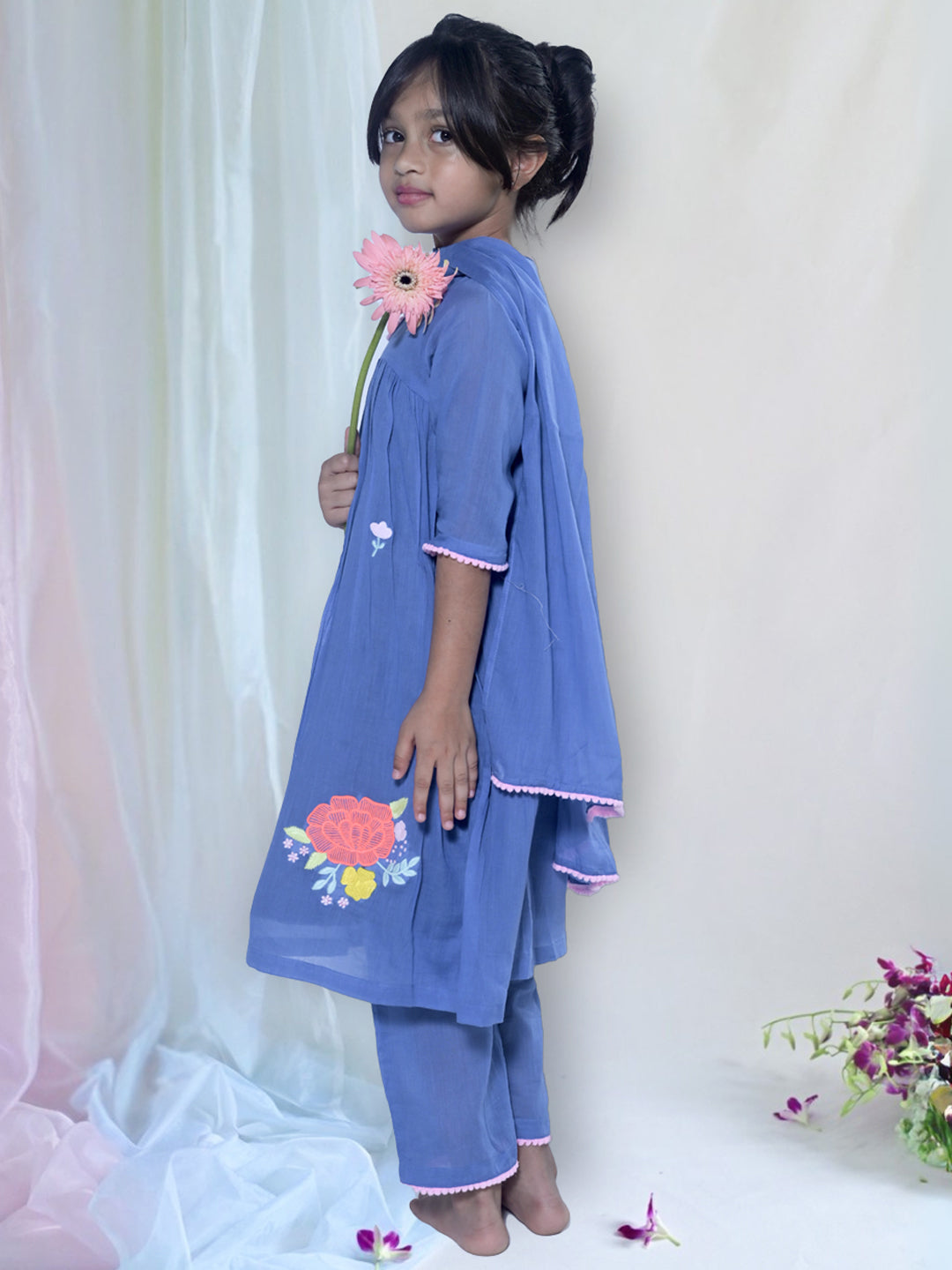 Blue Flora Tunic Set