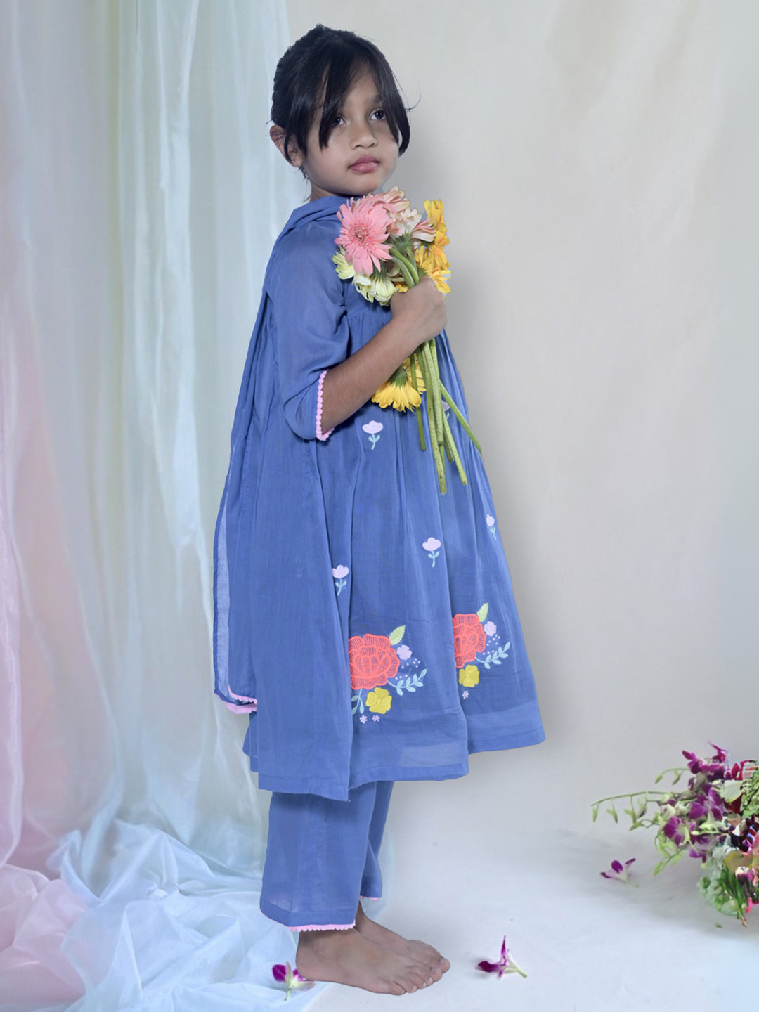Blue Flora Tunic Set