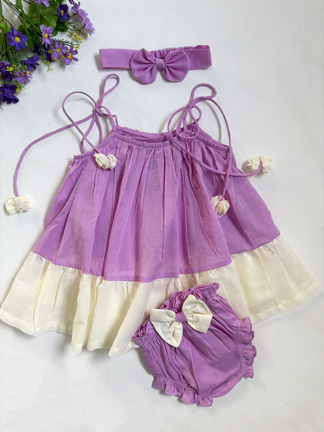 Cute Lilac Rose Dress Set