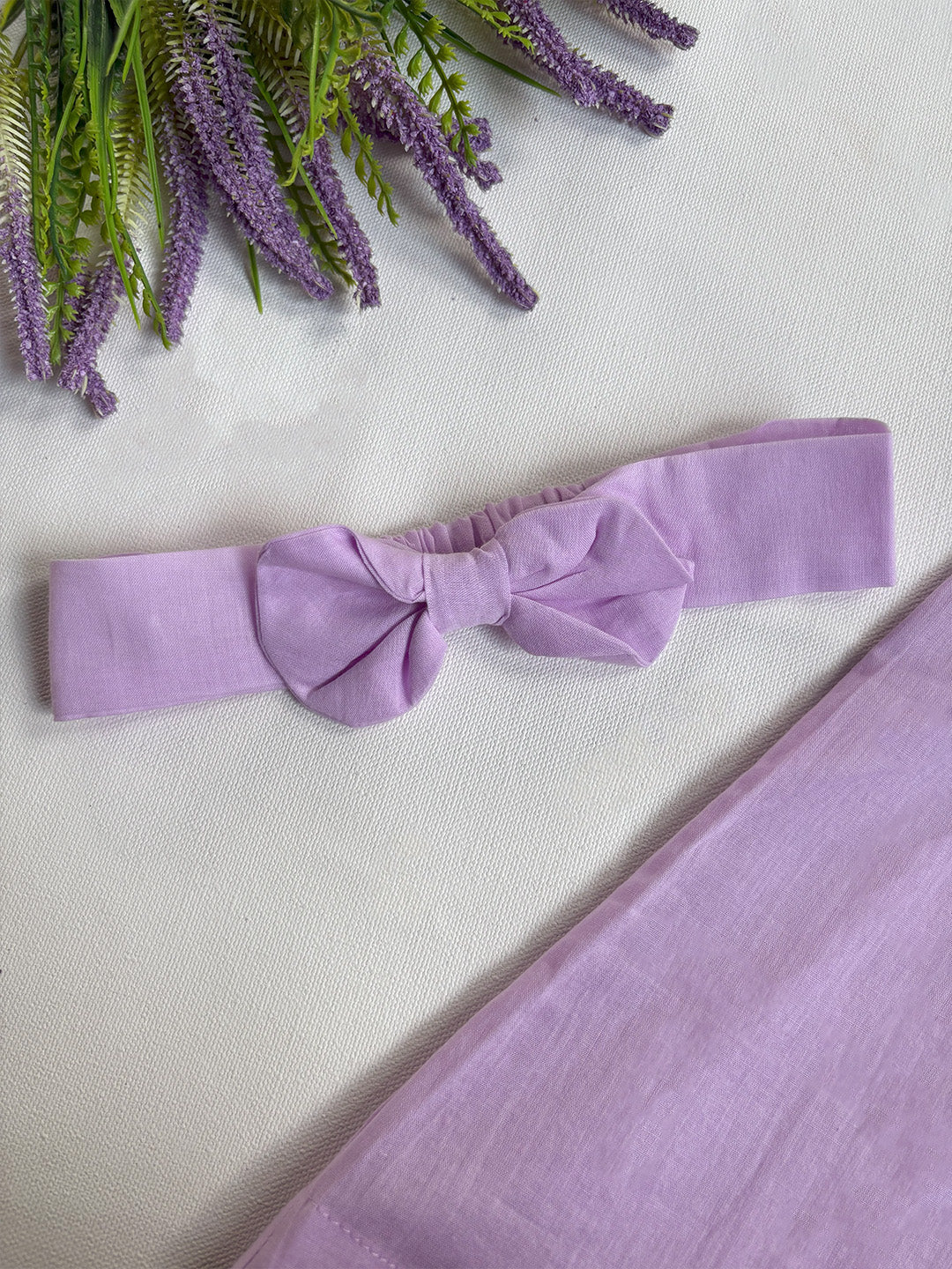 Cute lavender mulmul cotton babywear set