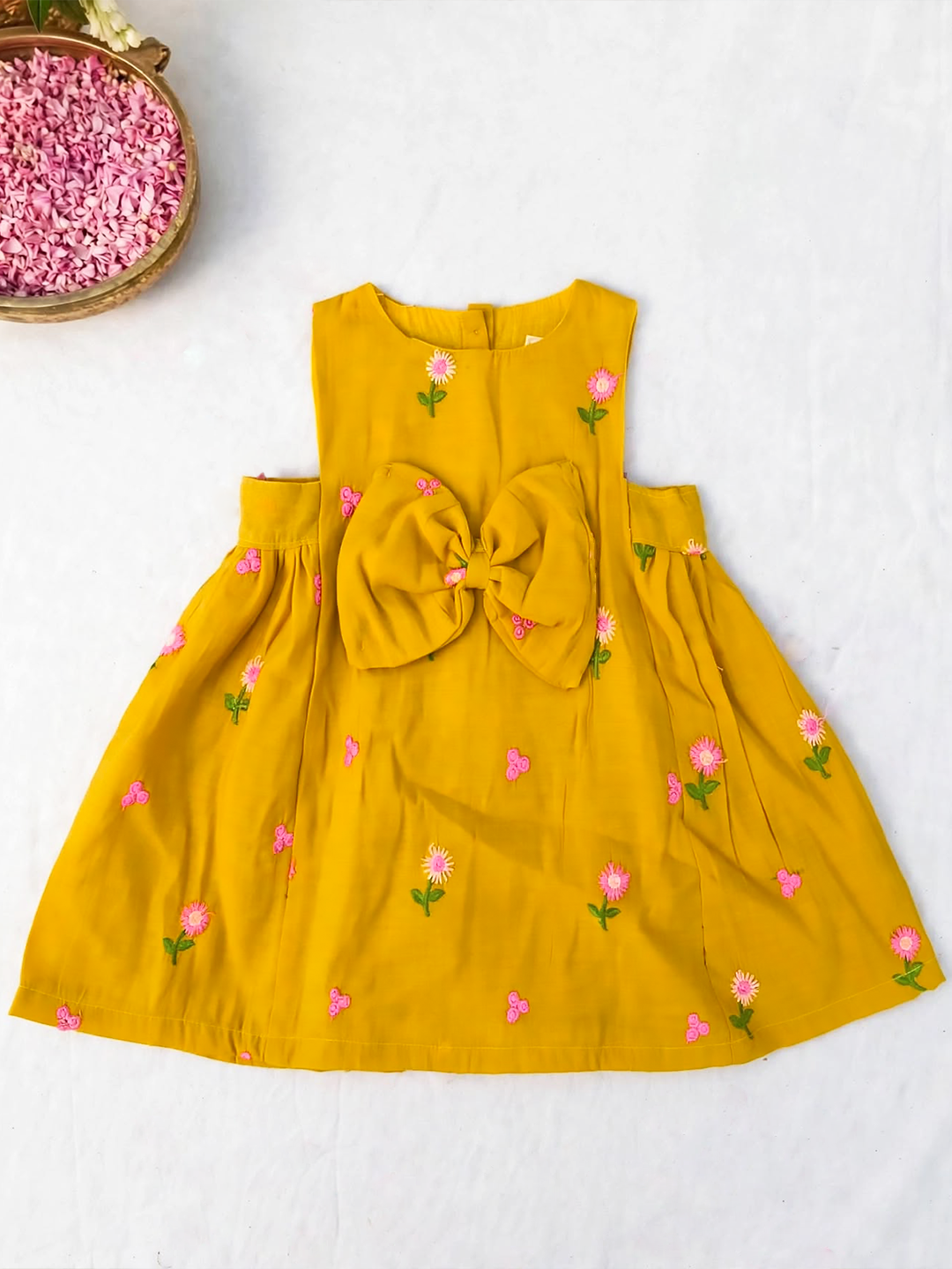 Mustard Yellow Chanderi Baby Frock
