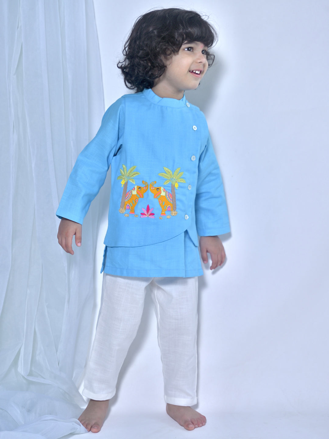 Aqua Elephant Kurta Set