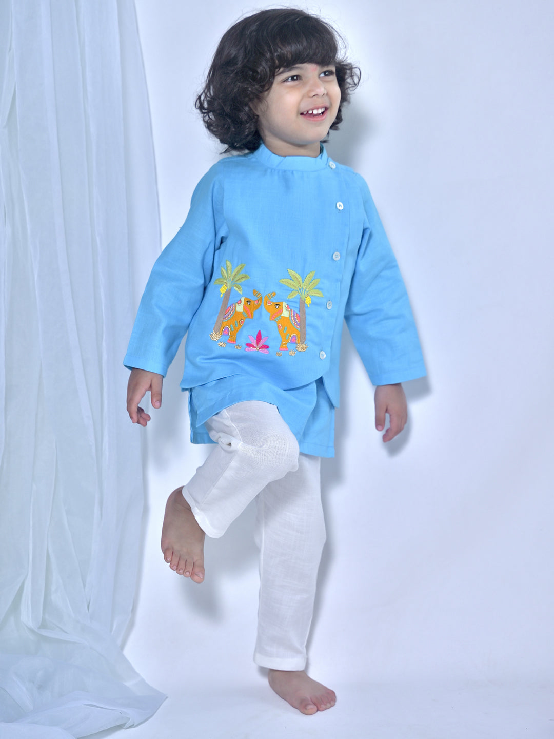 Aqua Elephant Kurta Set