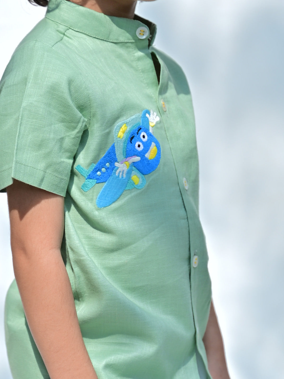 Green Rock Embroidered Shirt