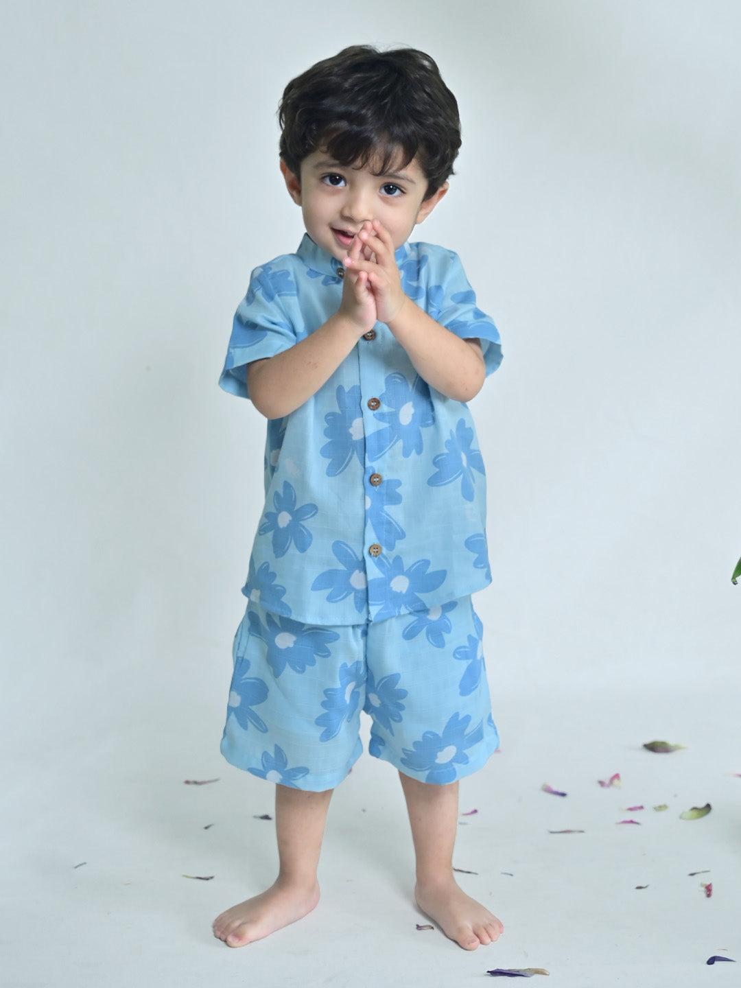 Sky Blue Floral Cotton Co-ord Set