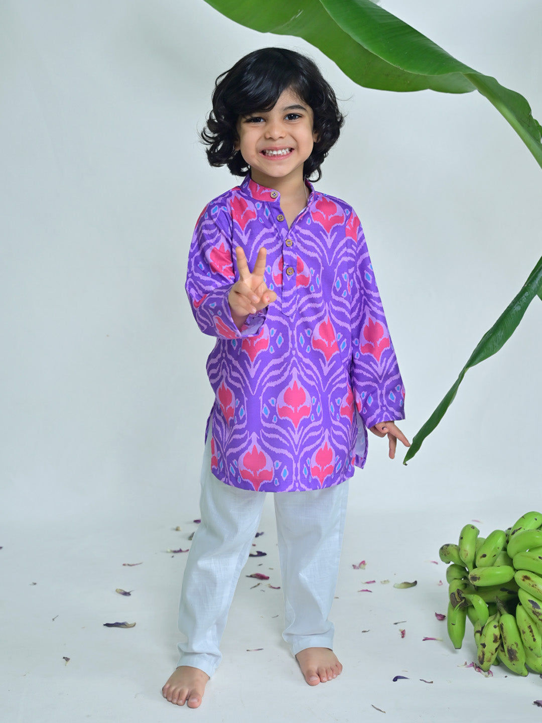 Ikat Printed Kurta And Pajama Set