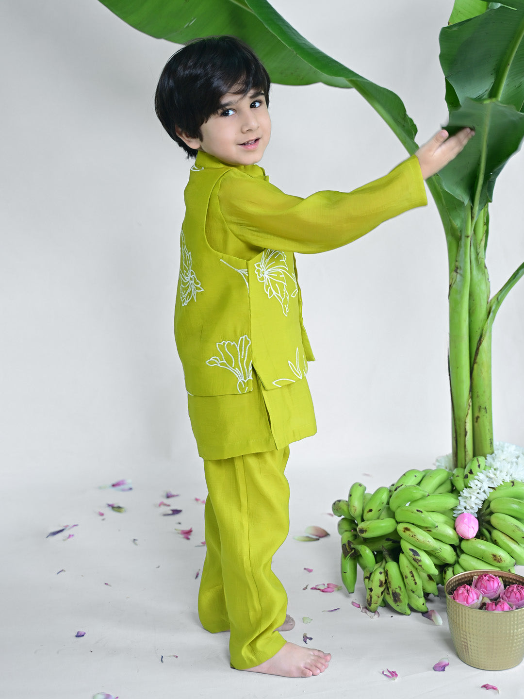 Embroidered Kurta Jacket Set