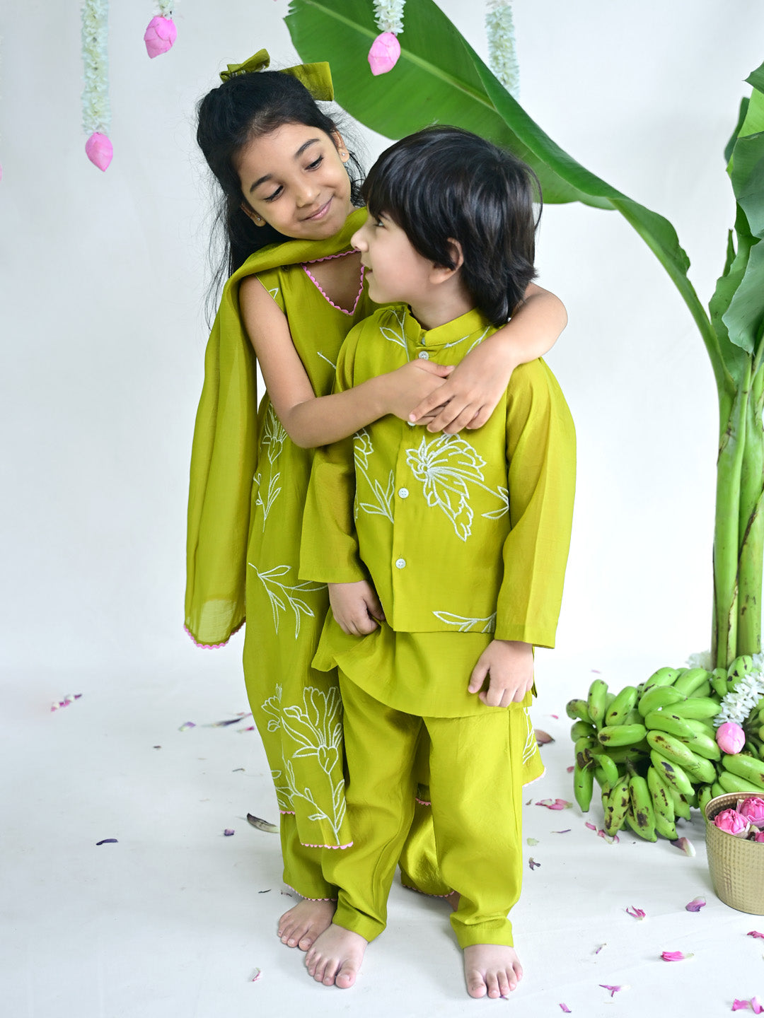 Embroidered Kurta Jacket Set