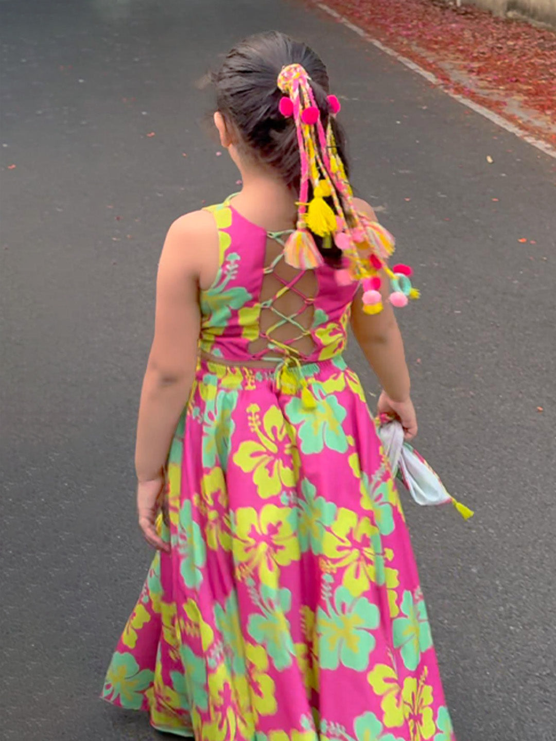 Hibiscus Twirl Girls Festive Lehenga Set
