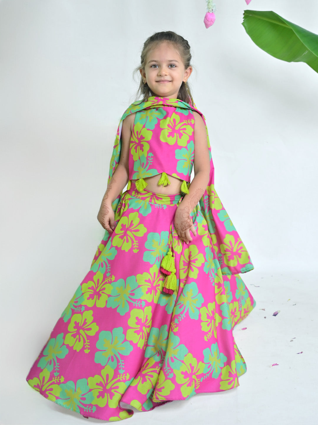 Hibiscus Twirl Girls Festive Lehenga Set