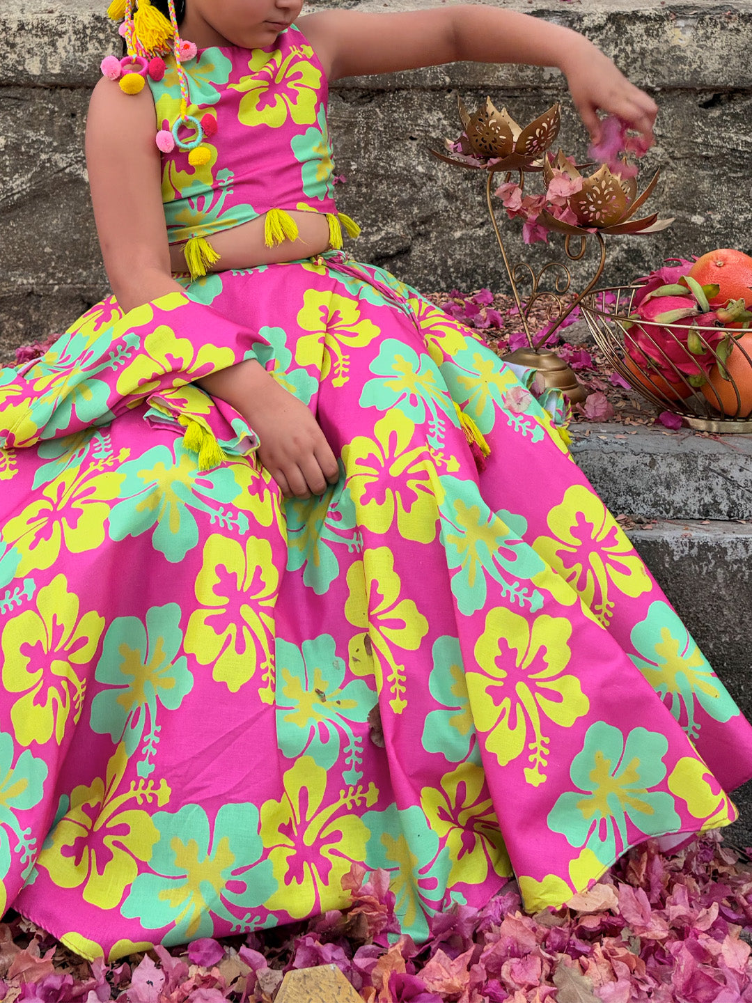 Hibiscus Twirl Girls Festive Lehenga Set