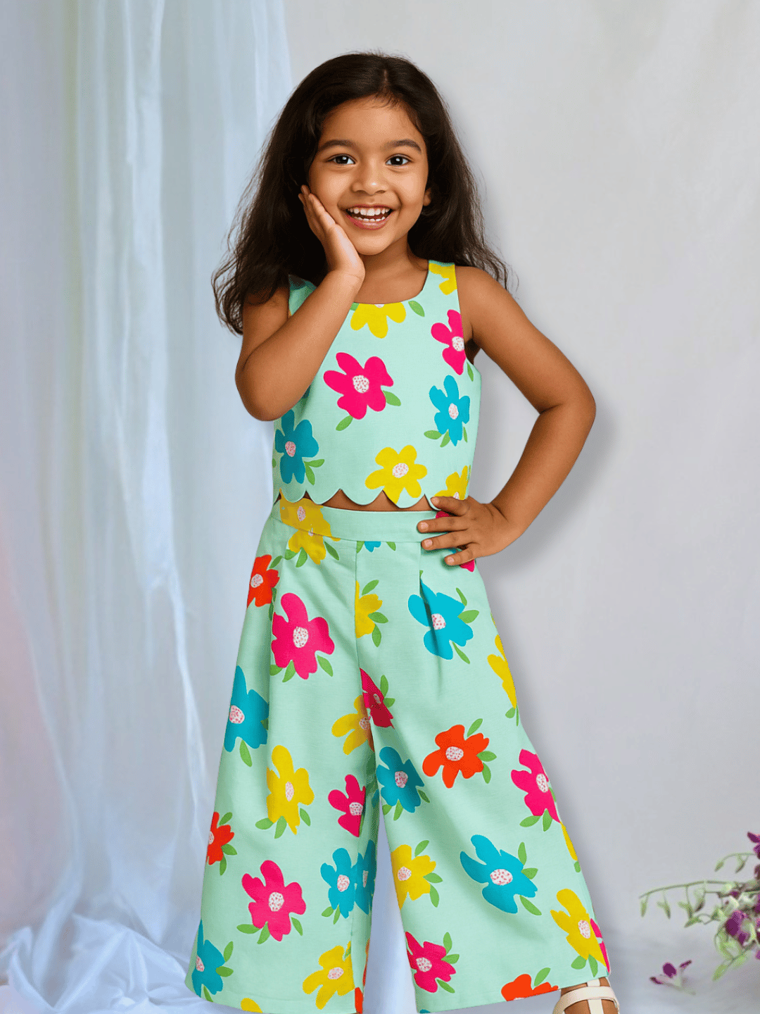 Cyan Bloom Coord Set