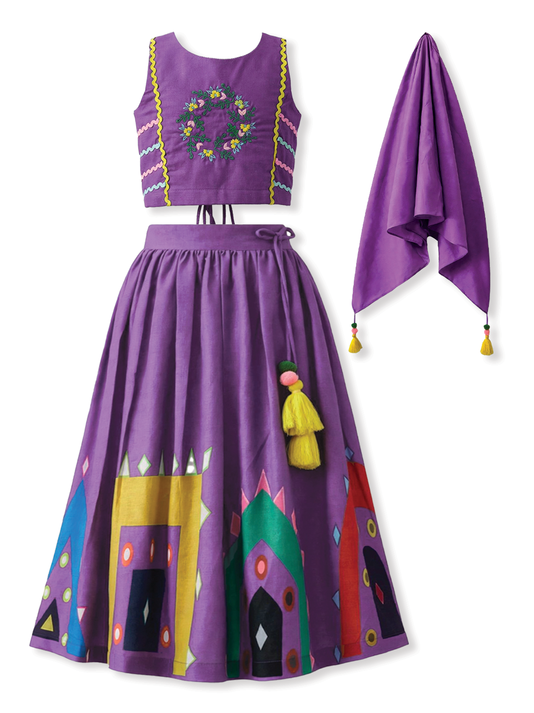 Girls Purple Festive Lehenga Set