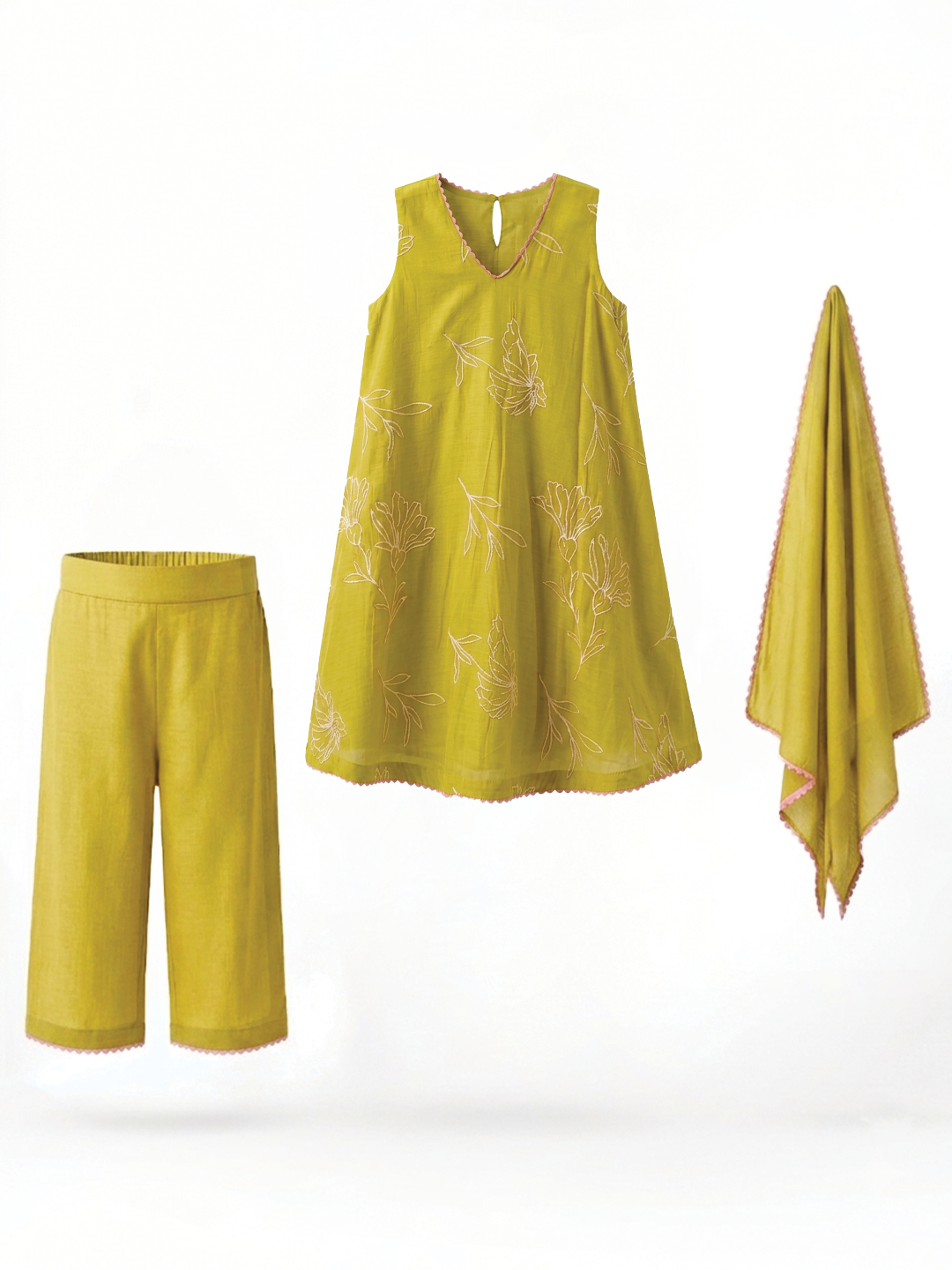 Fresh Green Embroidered Tunic Set