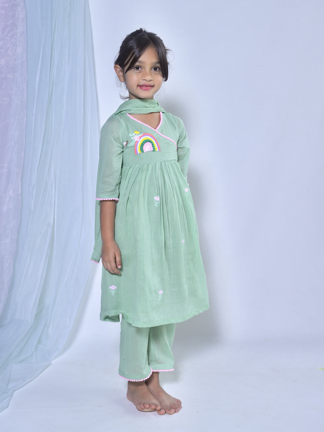 Green Angrakha Tunic Set