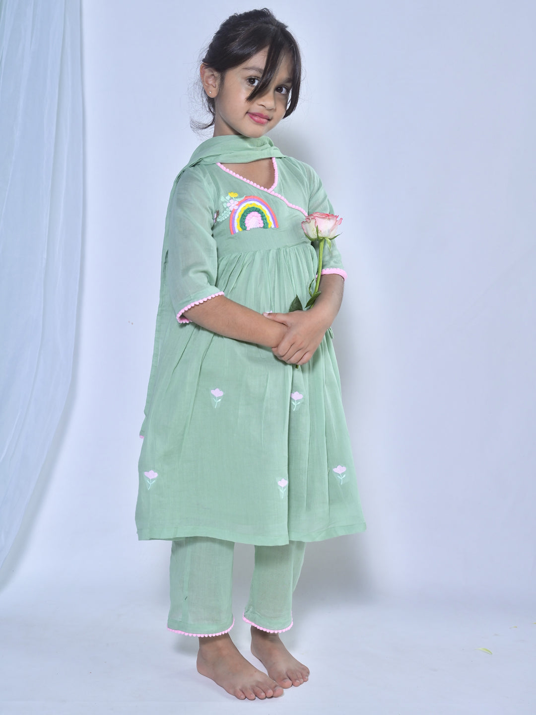 Green Angrakha Tunic Set