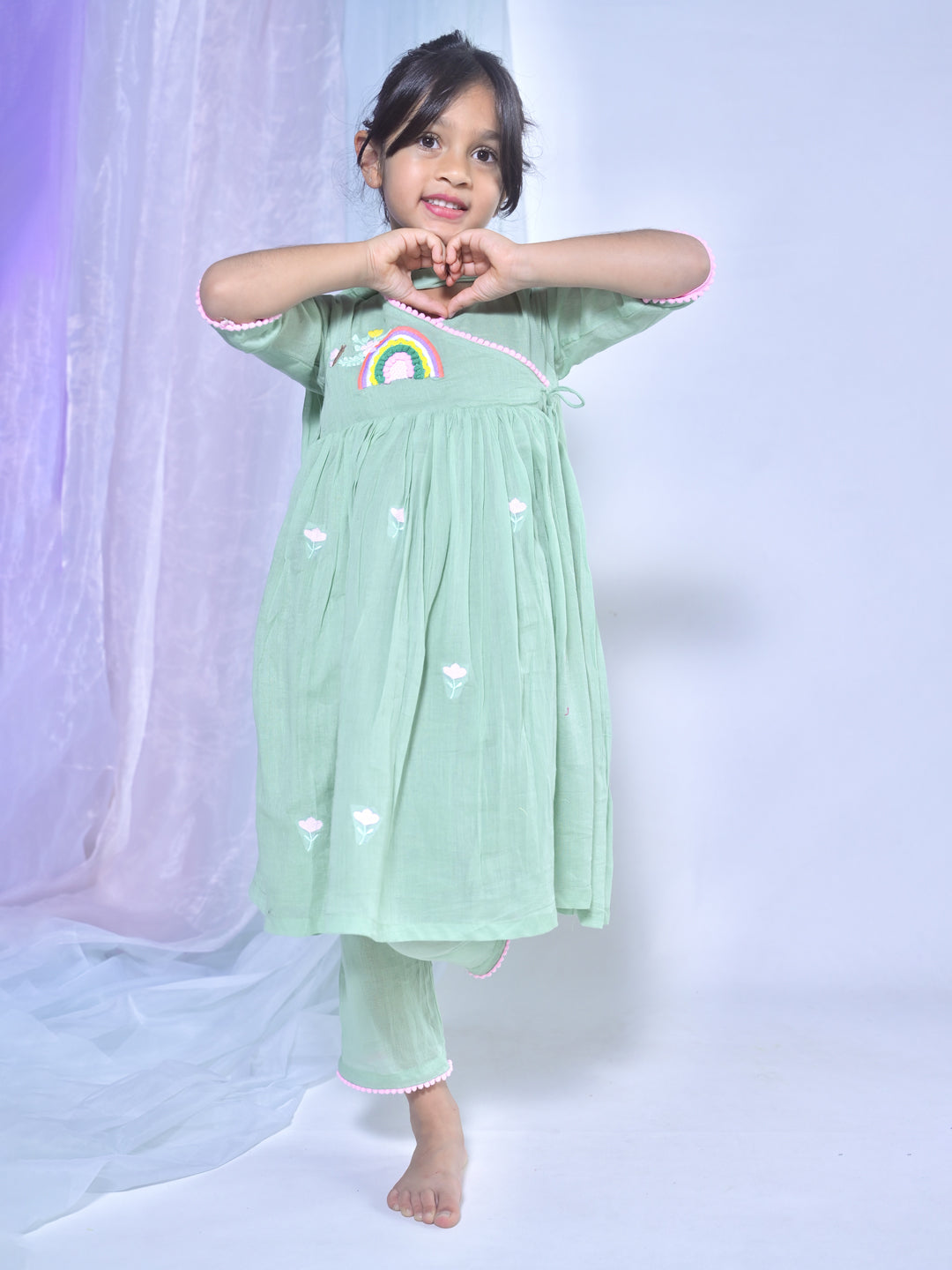 Green Angrakha Tunic Set