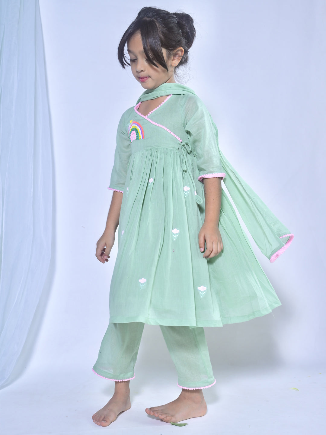 Green Angrakha Tunic Set