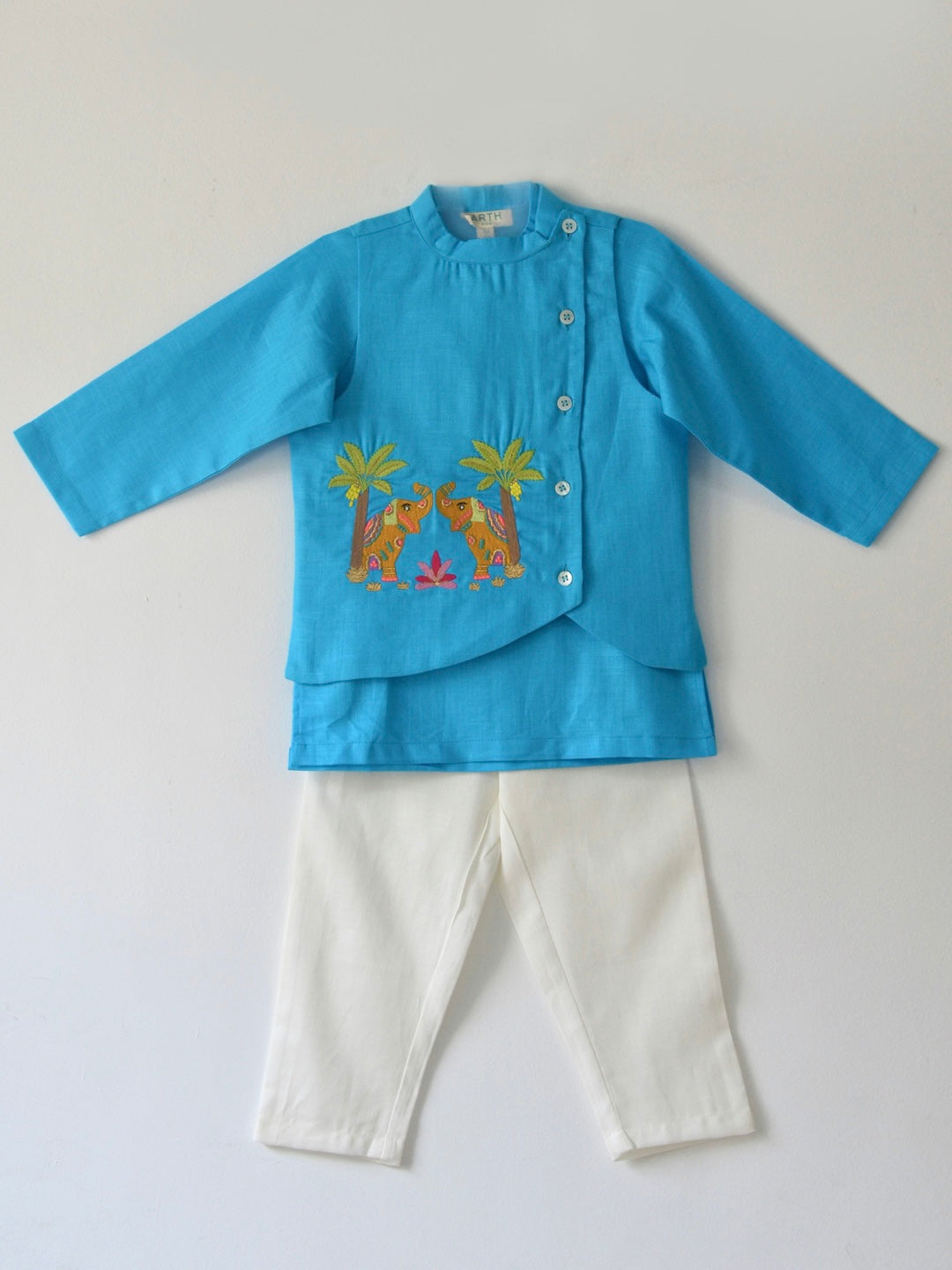 Aqua Elephant Kurta Set