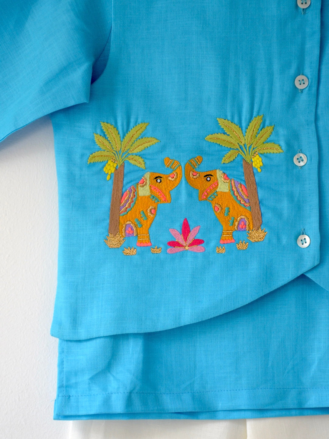 Aqua Elephant Kurta Set