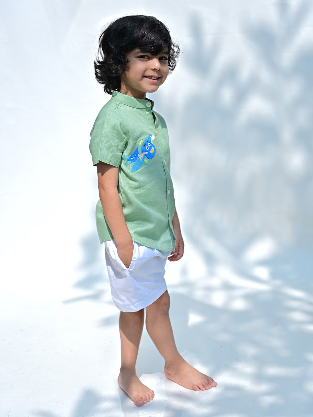 Green Rock Embroidered Shirt