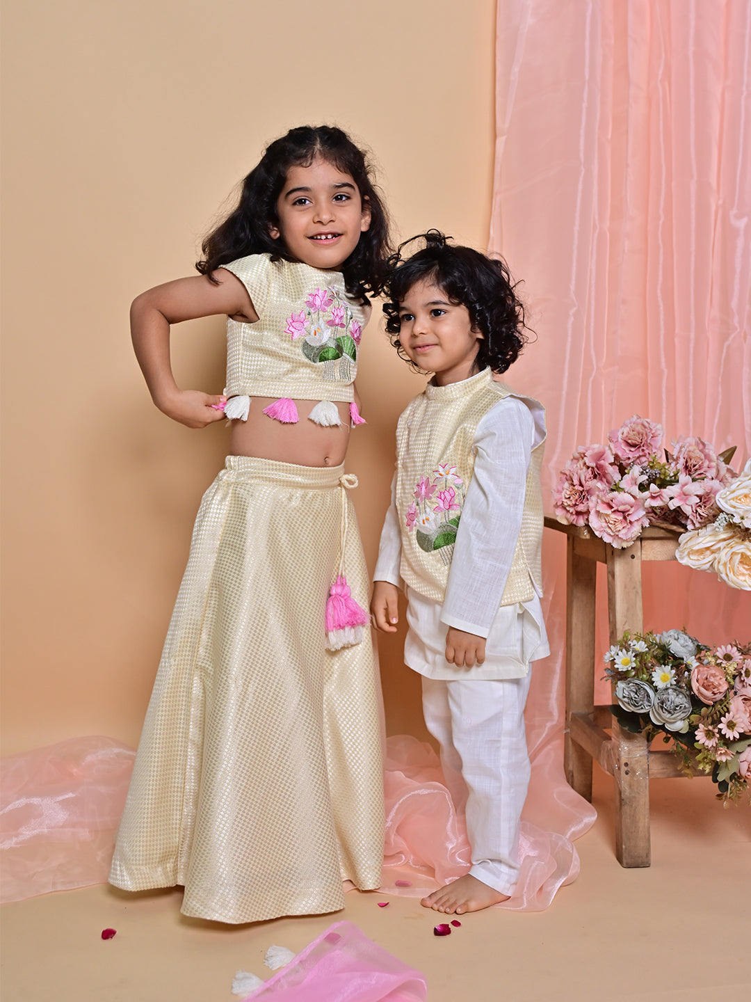 Cream Lotus Lehenga
