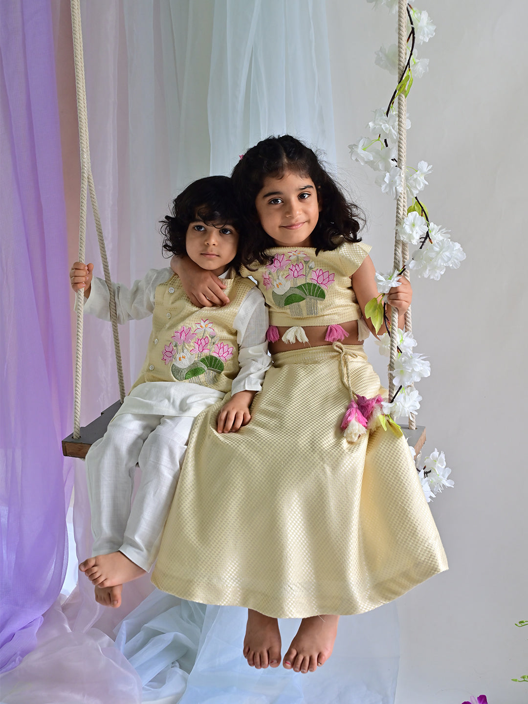 Cream Lotus Lehenga