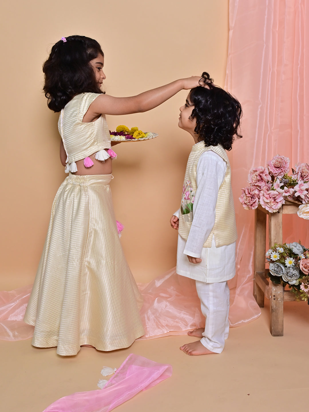 Cream Lotus Lehenga