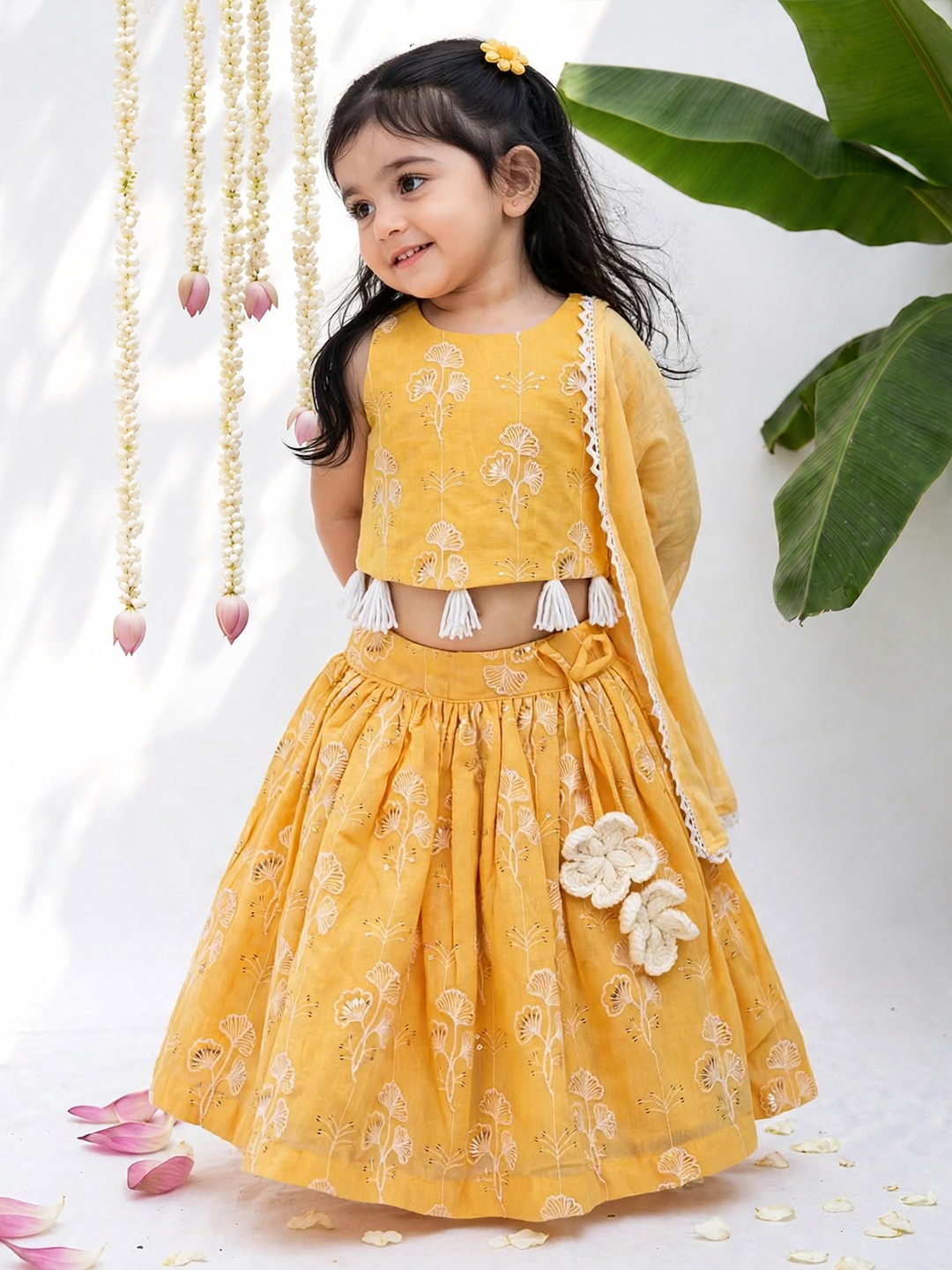 Yellow Embroidered  Lehenga Set