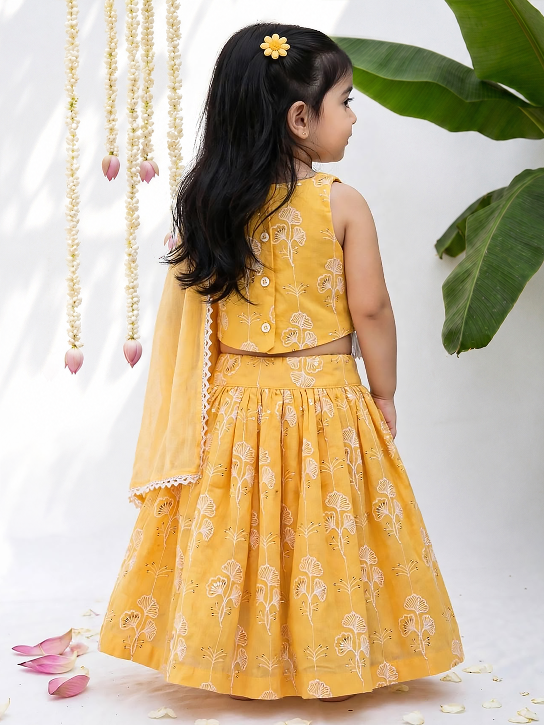 Yellow Embroidered  Lehenga Set