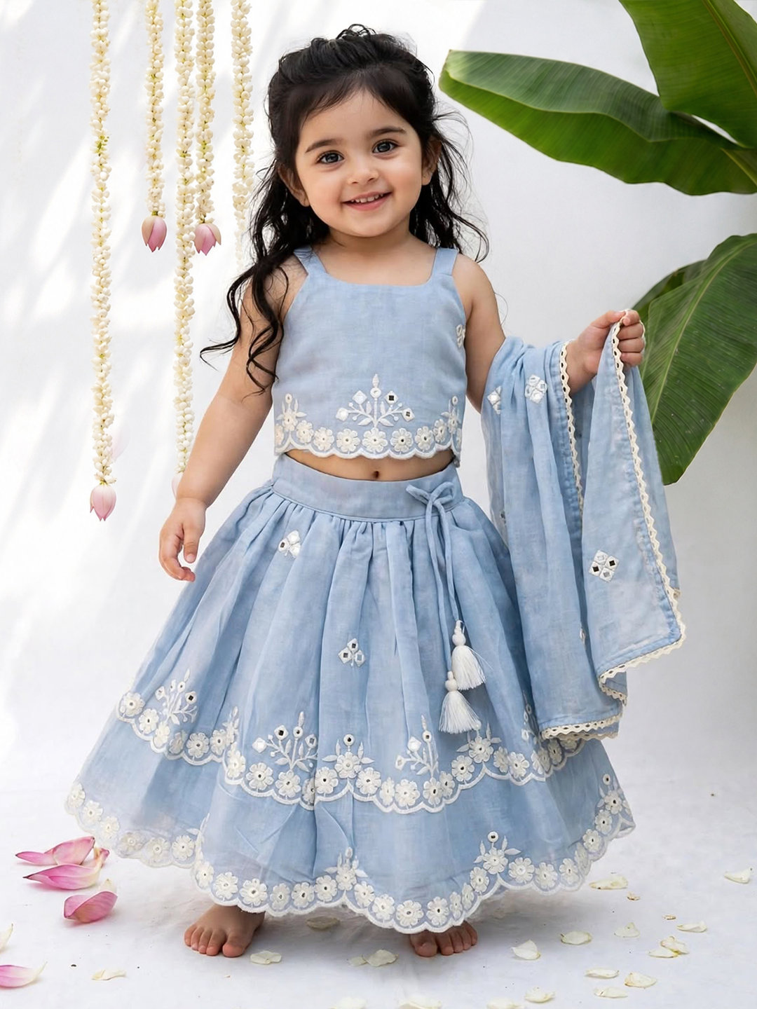 Ice Blue Lucknowi  Lehenga Set