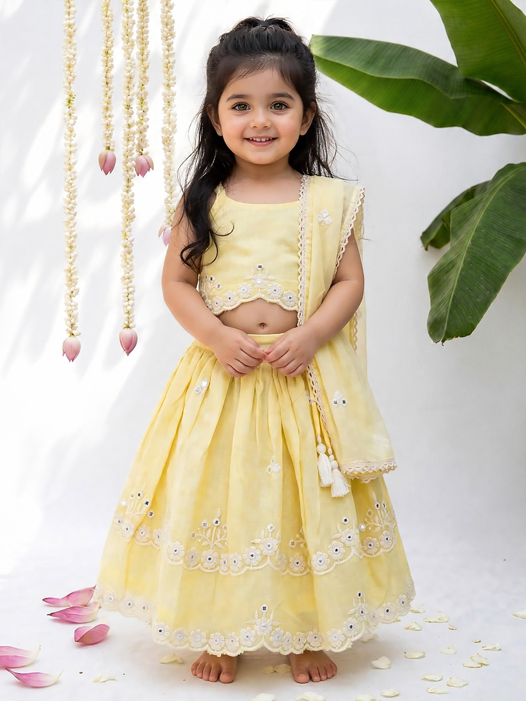 Butter Yellow Lucknowi Lehenga Set
