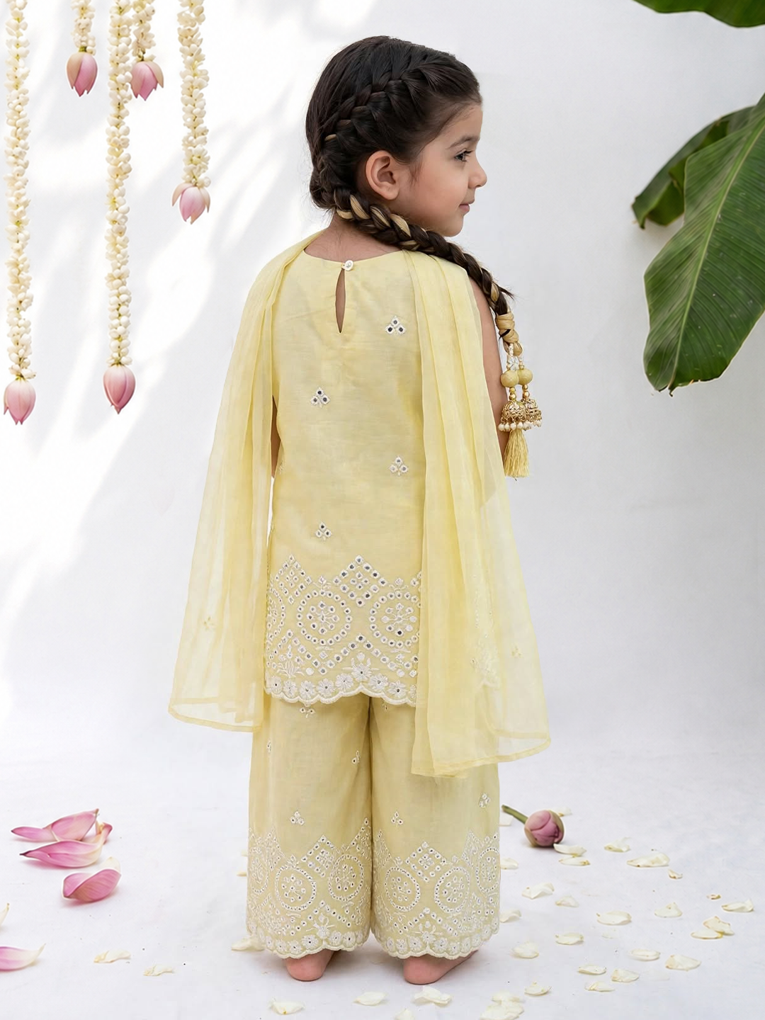 Butter Yellow Lucknowi Tunic set