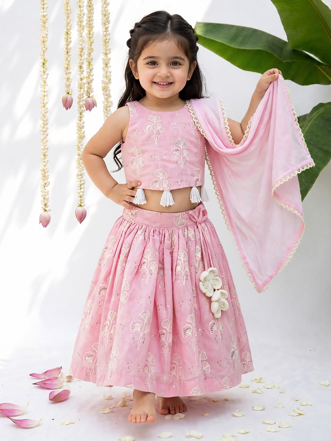 Pink Embroidered Lehenga Set