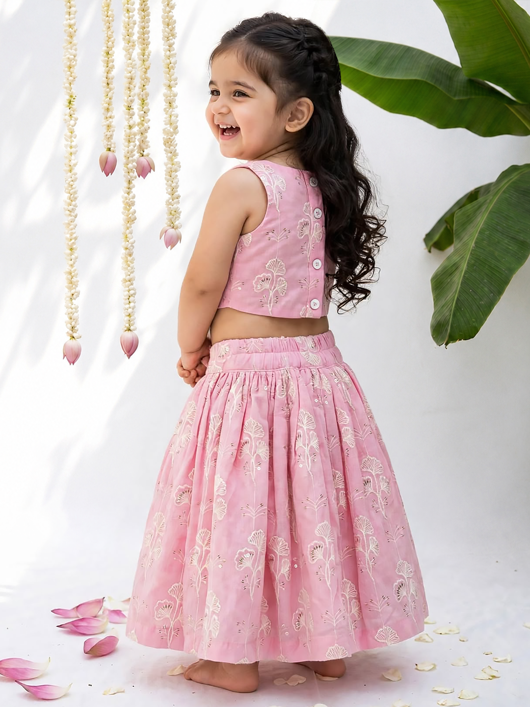 Pink Embroidered Lehenga Set