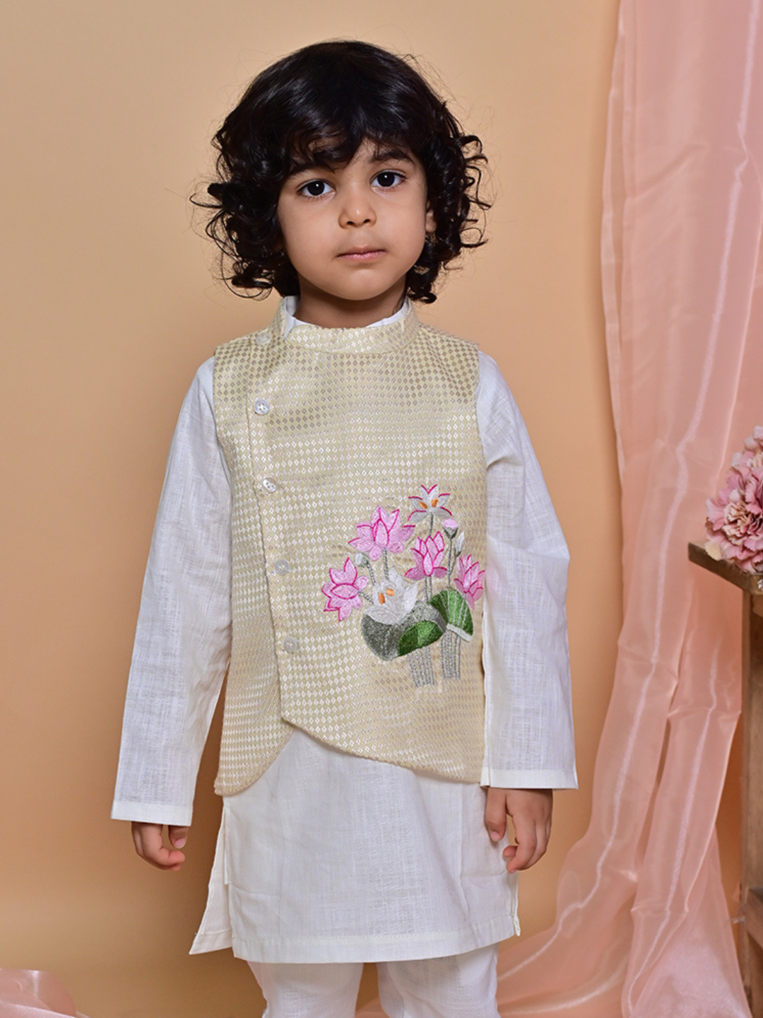 Cream Lotus Jacket Set