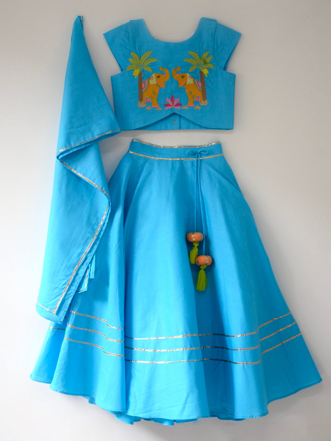 Aqua Elephant Lehenga Set