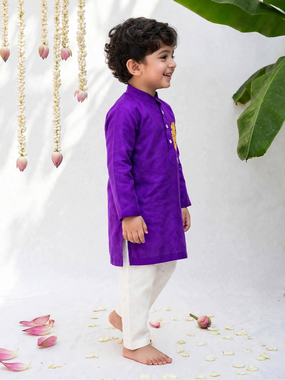 Purple Embroidered Kurta Set