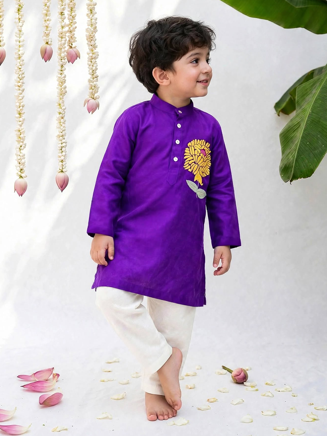 Purple Embroidered Kurta Set
