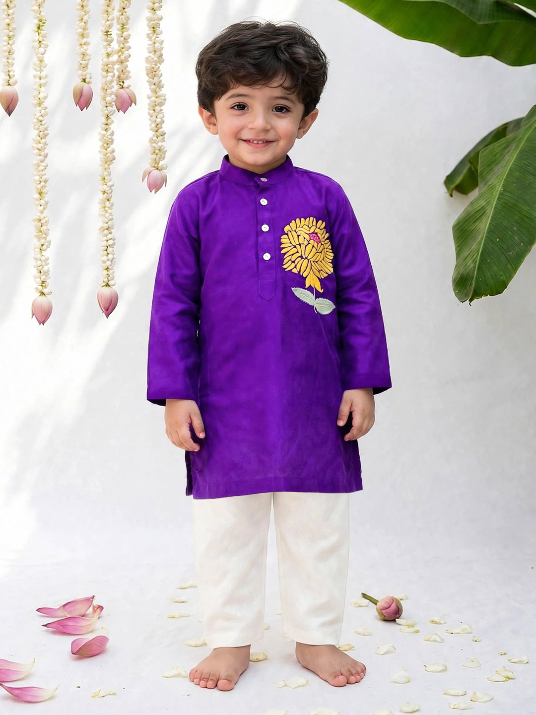 Purple Embroidered Kurta Set