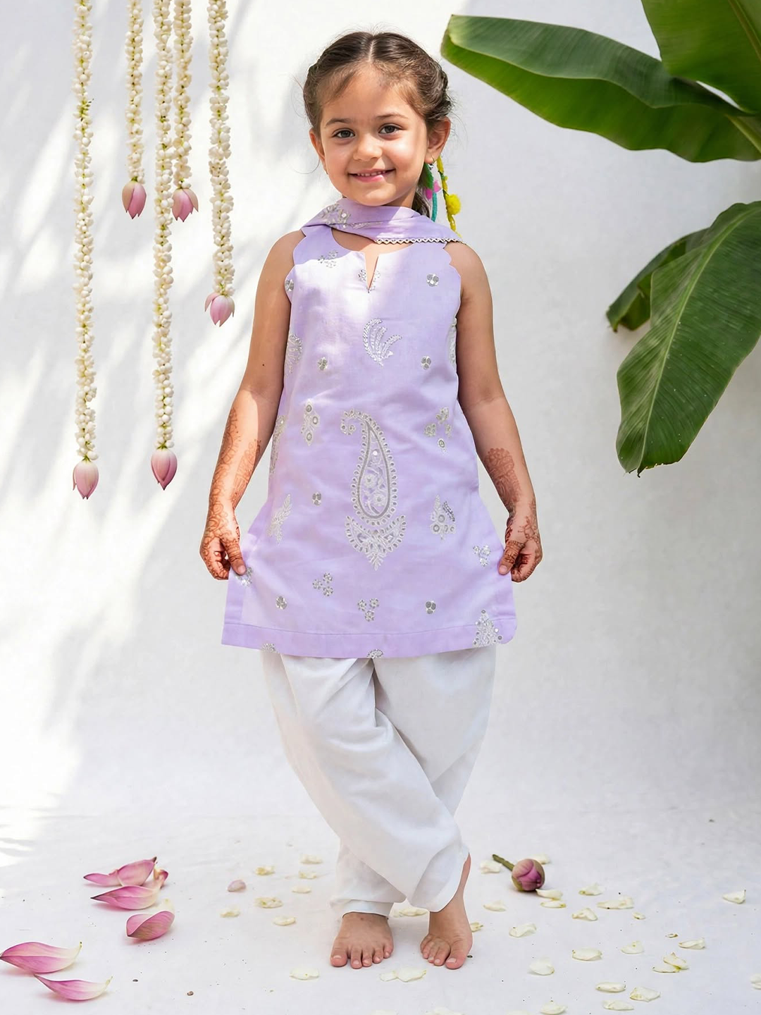 Lavender Lucknowi Dhoti Set