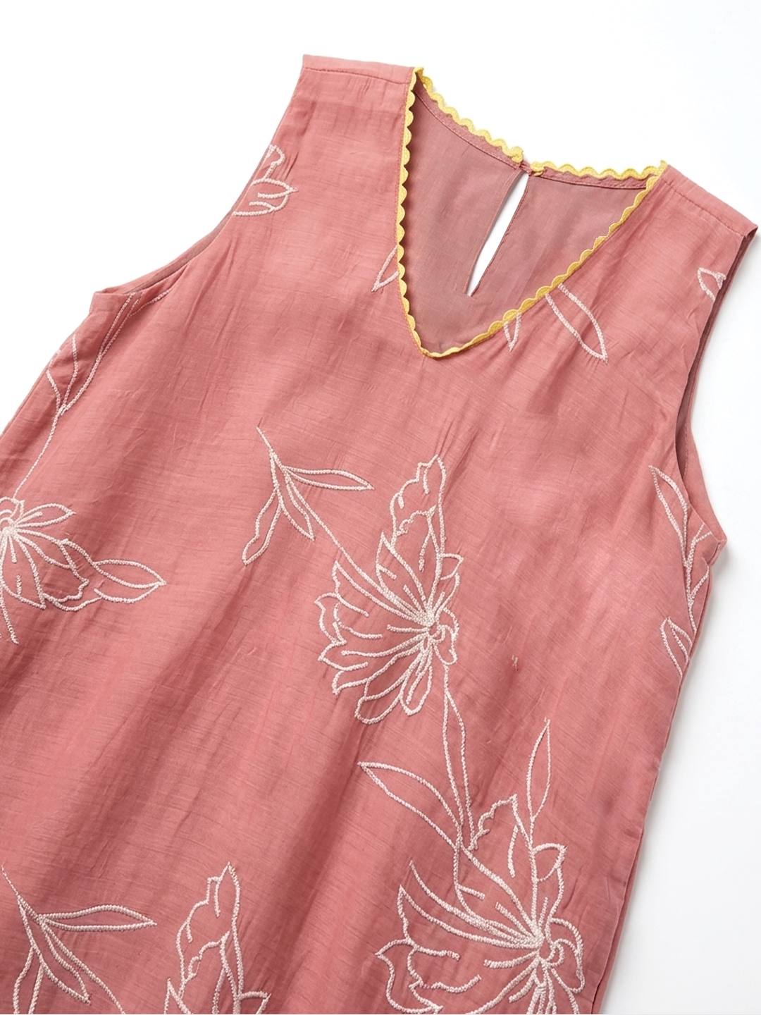 Peach Embroidered Tunic Set