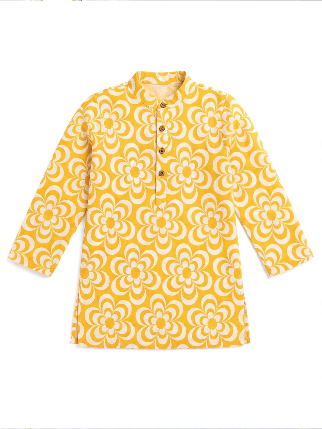Yellow floral Printed Kurta Pajama Set