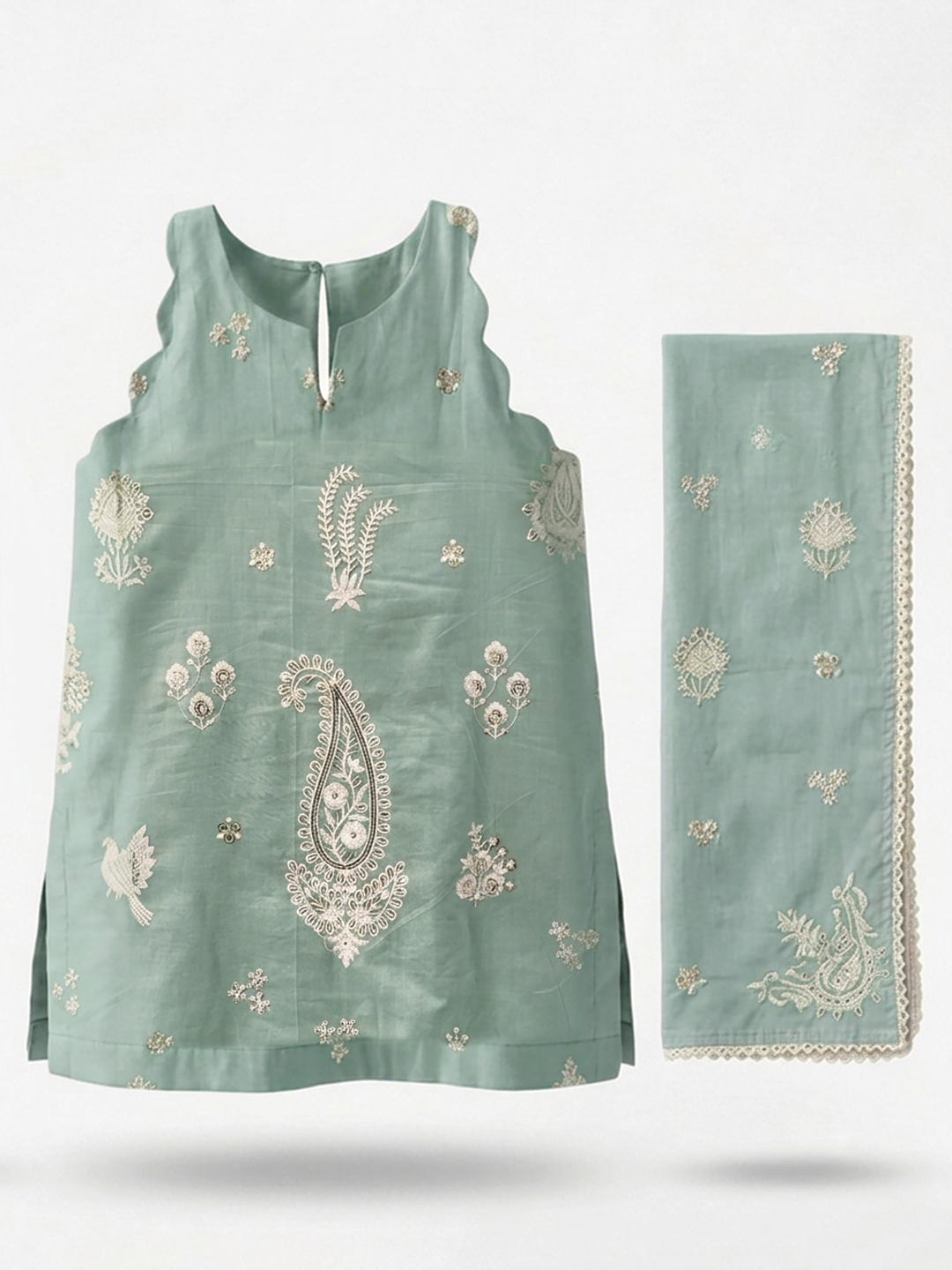 Green Kaiju Lucknowi Dhoti Set